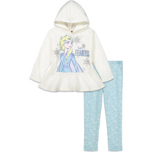 Disney Frozen Elsa Pige Peplum Fleece Hoodie og Leggings Sæt Hvid 4T