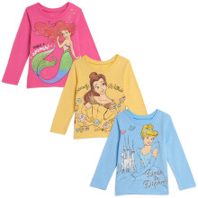 Disney Princess Cenerentola Magliette a Maniche Lunghe Ruffle 3 Pezzi per Bambine 4T Multicolore