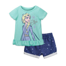 Disney Frozen Elsa T-shirt og Shorts Sæt til Små Piger Mint 3T