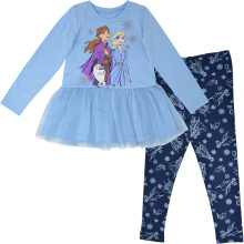 Disney Frozen Elsa Anna Mädchen Langarm T-Shirt & Leggings Blau 4T