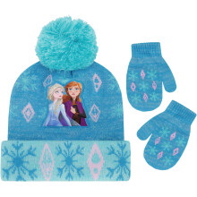 Gorro y Manoplas Disney Niñas Invierno 2-4 Años, Elsa & Anna Gorro y Guantes 4-7 Años