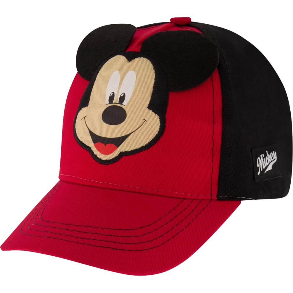 Disney Boys Baseball Cap, Mickey Mouse Adjustable Toddler Hat, Ages 2-4, Red/Black