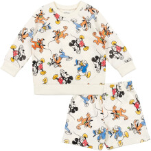 Disney Mickey Mouse Donald Duck Goofy Jongens French Terry Sweater & Shorts Wit 5T