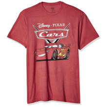 Disney Heren Cars Lightning McQueen T-Shirt, Rood Heather, 2X-Groot