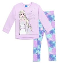 Disney Frozen Elsa Peuter Meisjes Pullover French Terry Sweatshirt & Leggings Paars 5T