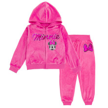 Disney Minnie Mouse Børne Velour Zip Up Hoodie og Jogger Pants Sæt Pink 4T