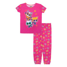 Disney Pige 2-delt Snug-fit Bomulds Ferie Pyjamasæt, Blødt & Sød til Børn, GO SUPER KITTIES, 4