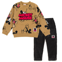 Disney Mickey Mouse Drenge Fleece Sweatshirt & Corduroy Bukser Outfit Mocha Brown 2T