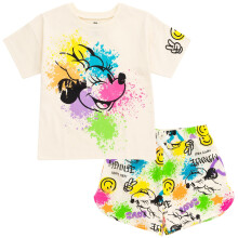 Disney Minnie Mouse Meisjes T-Shirt en Franse Terry Dolphin Shorts Set