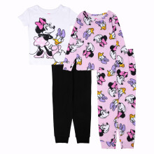 Disney Minnie Maus Mädchen 4-teiliges Baumwoll-Pyjama-Set, weich und süß für Kinder, MINNIE UND DAISY, 8
