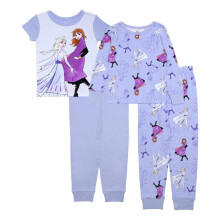 Disney Frozen 2 Pige 4-delt Snug-fit Bomulds Pyjamas Sæt, Blødt & Sødt til Børn, FROZEN SØSTRE, 2T
