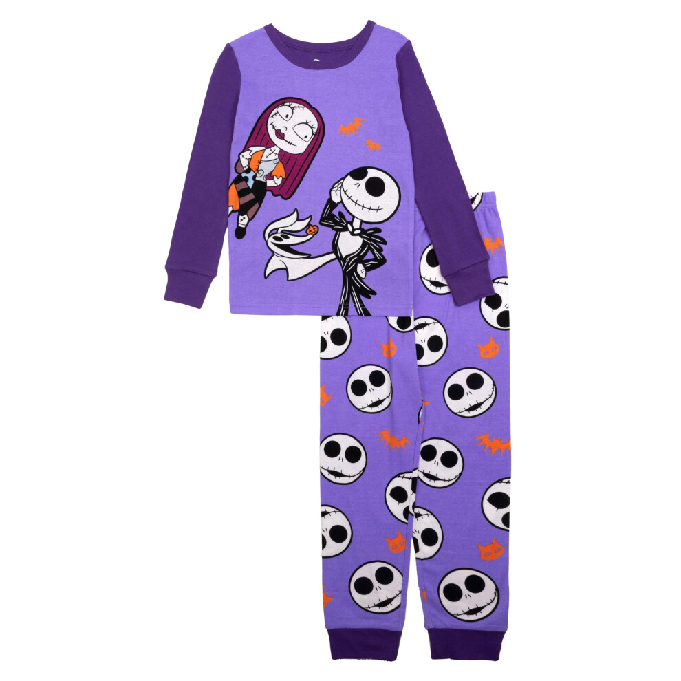 Disney Unisex-Child 2-Piece Snug-Fit Cotton Holiday Pajama Set, Soft & Cute For Kids, Cute Nightmare, 4T