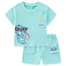 Disney Lilo & Stitch Mickey Mouse Jongens Korte Mouwen Waffle Shirt en Short Set