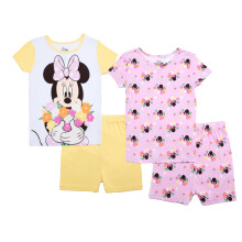 Disney Pige 4-delt Snug-fit Bomulds Pyjamas Sæt, Blødt & Sødt til Børn, MINNIE GARDEN, 3T