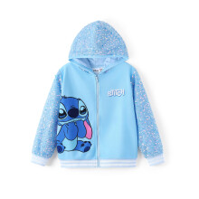 Chaqueta de Niña de Disney Stitch Azul Claro con Lentejuelas Sudadera con Capucha 6-7A