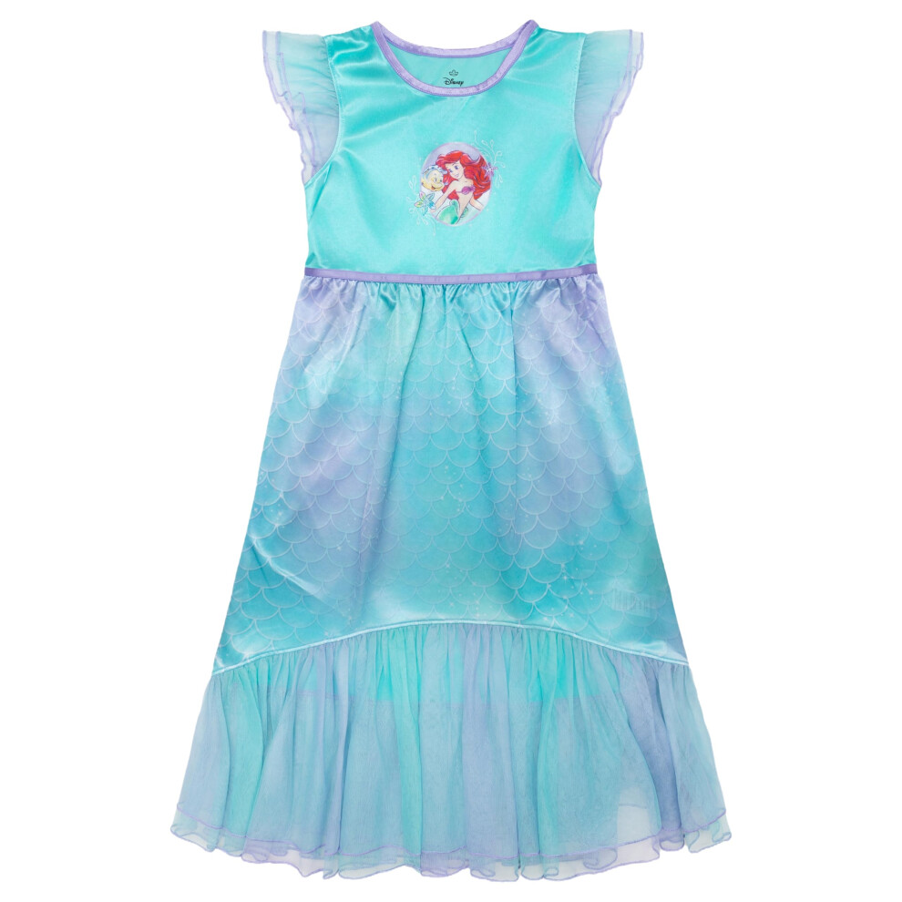 Disney Little Mermaid Girls' Princess Dress Nightgown, Fantasy Gown, Soft & Cute Pajamas For Kids