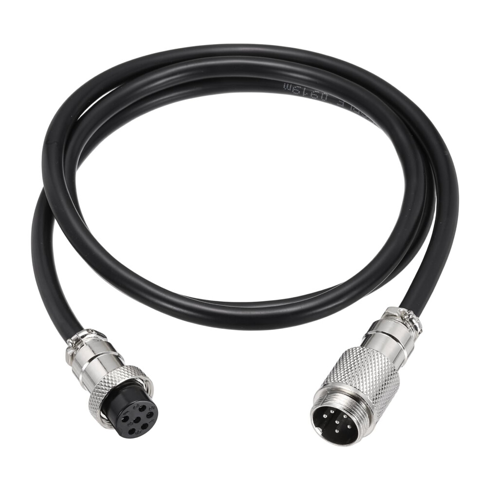 Gx16 6 Pin Aviation Connector Cable 1 Meter Male To Female, Durable Metal Housing For Stable Signal 9330225100775