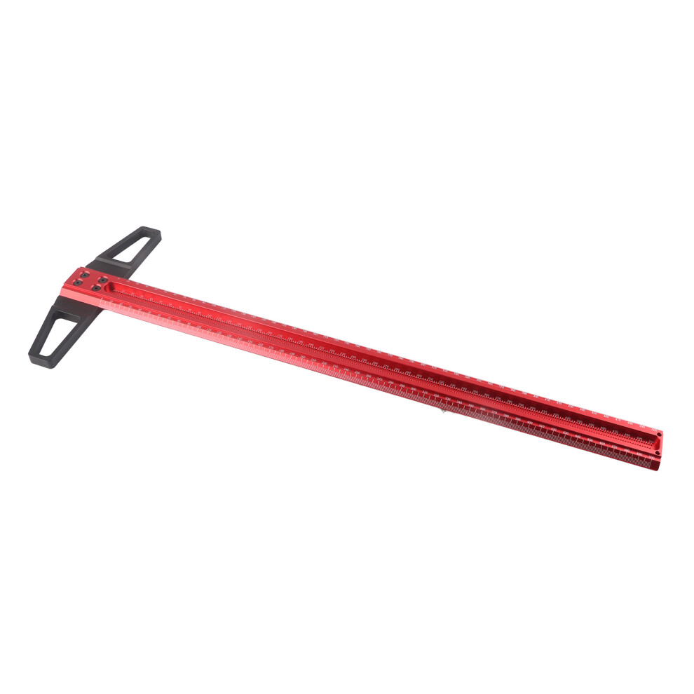 T Type Aluminum 6061 Woodworking Ruler 500Mm Hole Marking Gauge Red 7901391438867