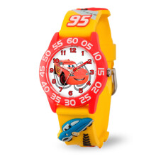 Disney Pixar Cars Lightning McQueen Uhr für Kinder - Jungen Uhr - Kleinkind Uhren - Roter Rahmen - 3D Gelbes Armband