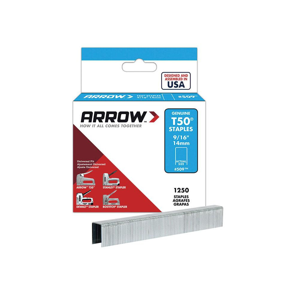 Arrow T50 Staples 14Mm 9/16'' 1250Pk 5063750888392