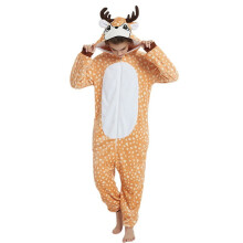Kids Reindeer Hooded Jumpsuit Yellow Plush One Piece