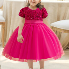 Baby Girls Princess Dress Sparkly Short Sleeve Formal Dress