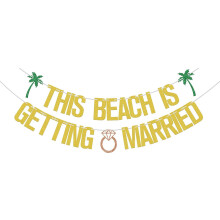 Beach Wedding Banner Gold Green Glitter 1 Pack