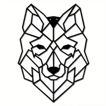 11.88.5 Inches Crafts Metal Living Room Office Geometric Wolf Head Wall Art Ornament Iron Craft Gift Black Iron Art Silhouette Hanging Wall Art