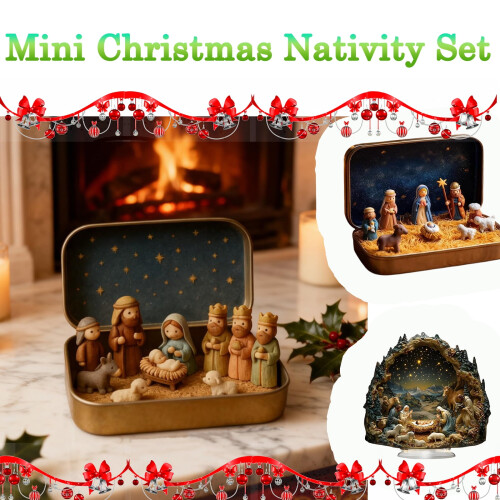 Mini kerststalletje in blikken doosje