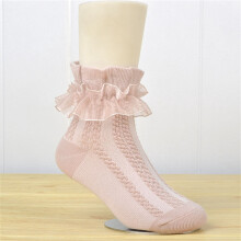 Toddler Girls Dress Socks Cotton Ruffle Lace Hot Pink 1 Pair