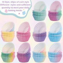 600 Mini-Cupcake-Papierförmchen, Backformen für Muffins, geeignet für Hochzeits- und Geburtstagstorten, Rosa Blau