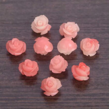10pcs Rose Flower 6mm 8mm 10mm Resin Artificial Coral Loose Beads DIY Jewelry-Fresh Red-6mm
