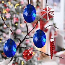 Colorful Gemstone Christmas Tree Ornaments Set – Blue Shimmering Plastic Pendants for Holidays, Valentine’s Day & Weddings
