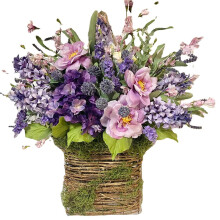 Ghirlanda di lavanda con cesto, decorazione per porta d'ingresso, 40x35 cm