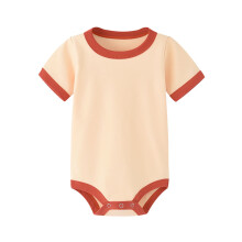Unisex Baby Short-sleeve Bodysuit, Organic Cotton Baby Clothes for Beige 9-12 Months