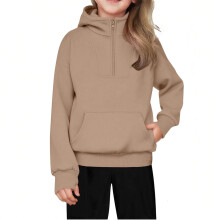 Kids Pullover Hoodie Half-Zip Kangaroo Pocket Sweatshirt