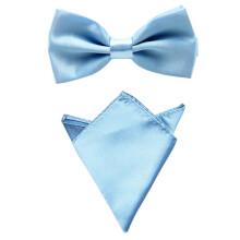 10 Sets Men Satin Solid Bowtie Bow Tie Handkerchief Pocket Square Hanky Set