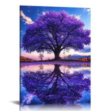 Purple Tree Landscape Canvas Wall Art, 16x20in – for Living Room, Bathroom, Bedroom, Office – Home Decor Print