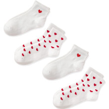 Cute Heart White Red Ankle Women Socks Frilly Fun Bear Pattern Long Crew Novelty Aesthetic Sock 4 & More Pairs