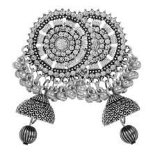Boho Vintage Tassel Drop Earrings Beaded Oxidized Silver