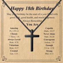 Black/Silver/Gold Cross Necklace – Birthday Gift for Men, Son, Grandson, Nephew (7–20 Years), Christian Religious Jewelry