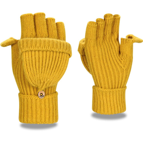 Glitter Convertible Thermal Gloves with Thumb Cap