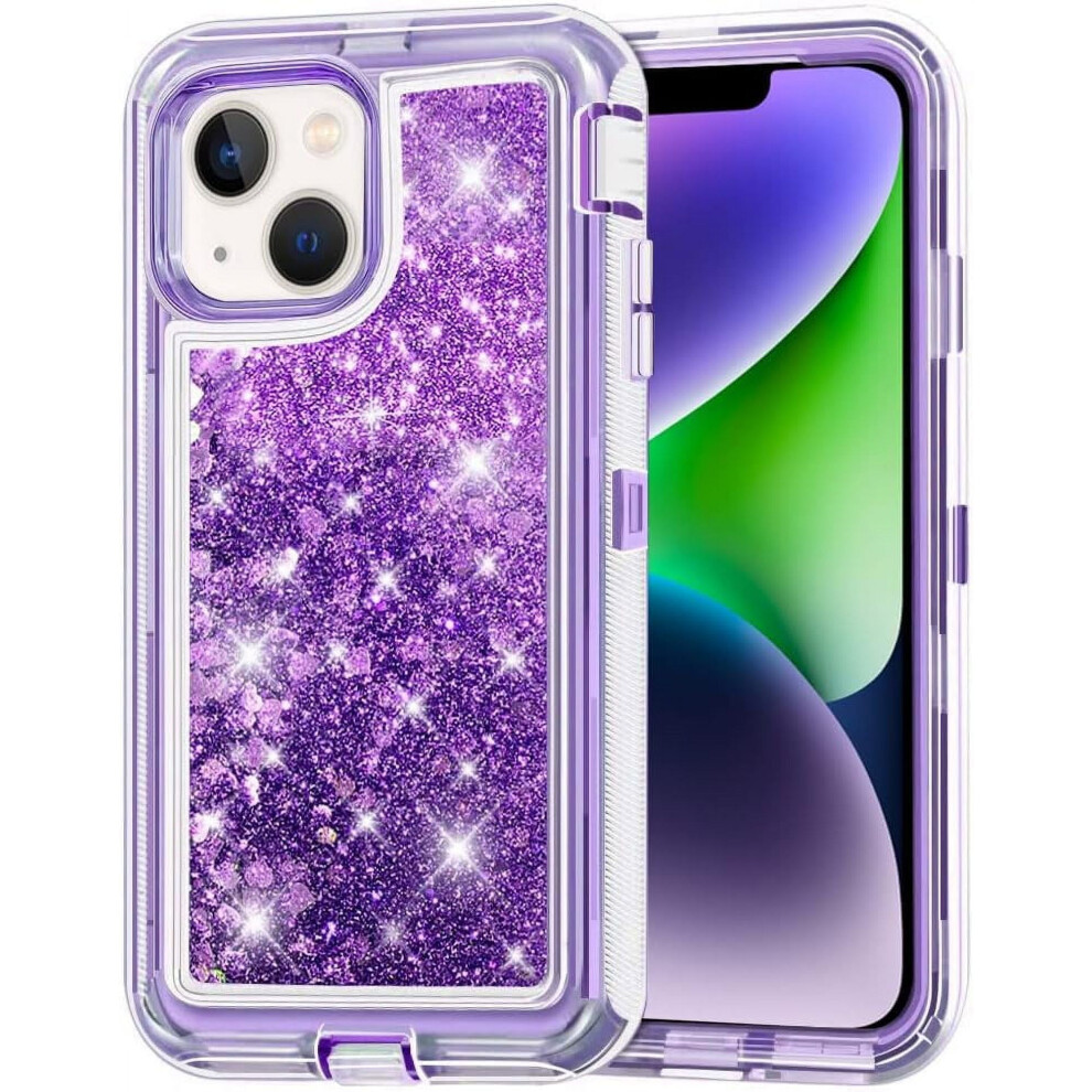 Heavy Duty Glitter Iphone 14 Case – Shockproof, Sparkle Bling, Luxury Cover Compatible With Apple Iphone 14 Purple 9448483546096