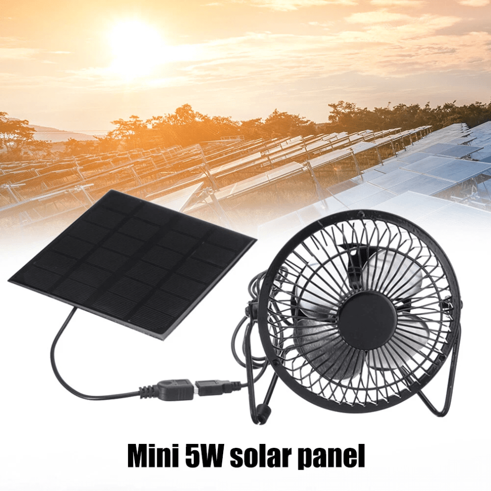 4 Inch Solar Fan With Usb Charging - Portable Ventilator For Greenhouse, Pet House, Chicken Coop, Camping (5W, Ip65 Waterproof, Foldable, 6V) 9448483547086