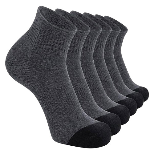 Men's Ankle Socks Athletic Crew Cushioned Arch Support 5 Pcs