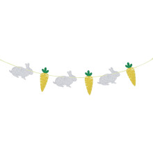 Happy Easter Rabbit Banner – Bunny Birthday & Baby Shower Decor, "A Little Bunny is On the Way", Spring Theme, Silver