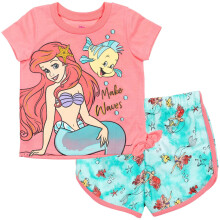 Conjunto de camiseta y pantalones cortos Disney Princess Ariel para niñas 6-6X