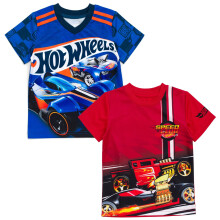 Hot Wheels Magliette Sportive 2 Pezzi per Bambini Rosso/Blu 5T