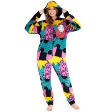Disney Pigiama Intero The Nightmare Before Christmas per Donne, Fleece con Cappuccio, Regali Accoglienti (Multi, L)