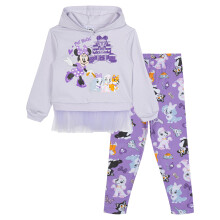 Disney Minnie Mouse Meisjes Fleece Peplum Hoodie en Leggings Set Lavendel 6